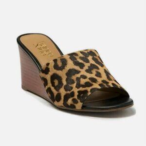 ❣️SOLD❣️ NEW Franco Sarto Mckenna Leather Leopard Real Fur Wedge Slide 8.5